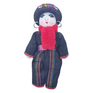 Vintage Thailand Hmong Tribal Fabric Doll Poseable Excellent Condition